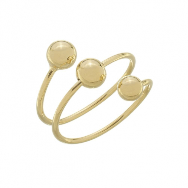 ANEL ESPIRAL 3 BOLINHAS - BANHADO A OURO