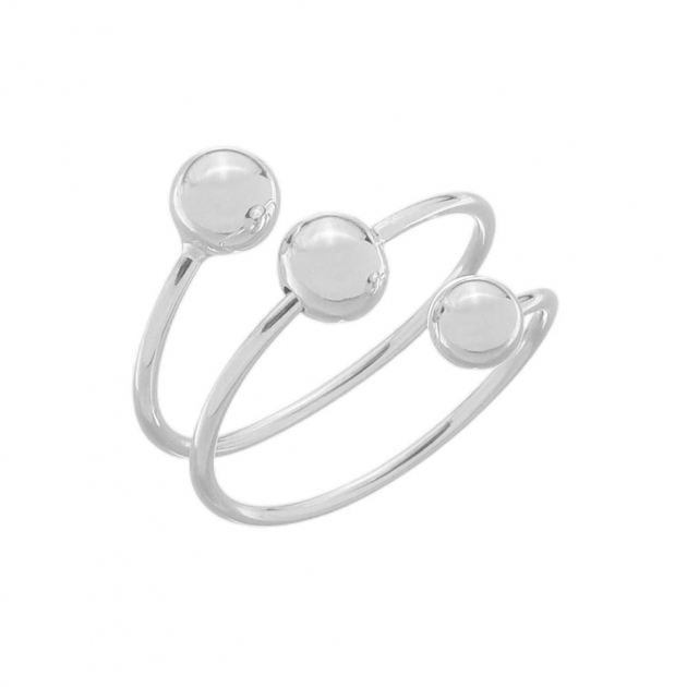 ANEL ESPIRAL 3 BOLINHAS - BANHADO A RÓDIO BRANCO