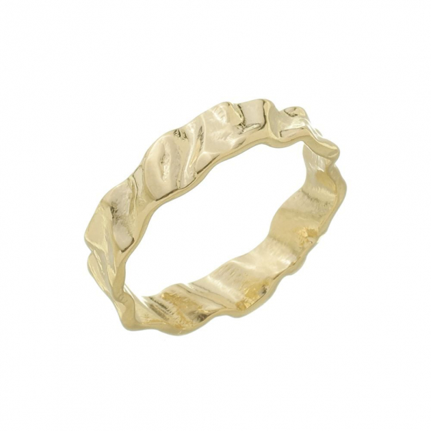 ANEL LISO AMASSADO - BANHADO A OURO