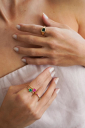 ANEL PEDRAS COLORIDAS - BANHADO A OURO