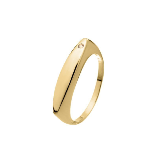 ANEL QUADRADO COM ZIRCÔNIA NA PONTA - BANHADO A OURO