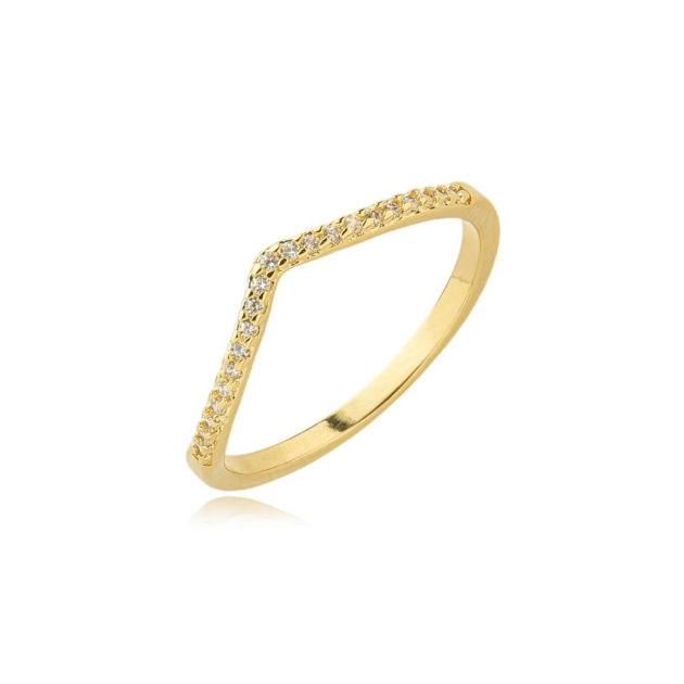 ANEL V CRAVEJADO - BANHADO A OURO