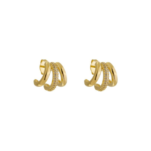 BRINCO 3 GARRAS COM UMA CRAVEJADA - BANHADO A OURO