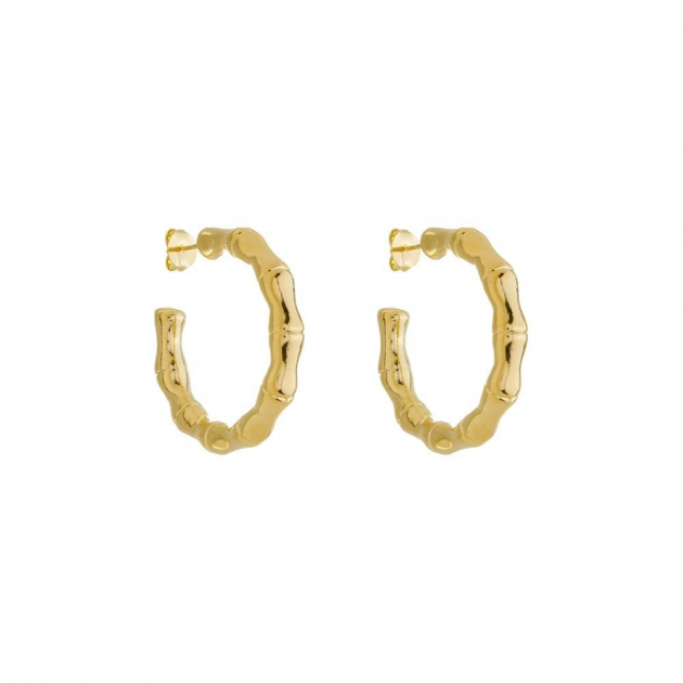 BRINCO ARGOLA BAMBU - BANHADO A OURO