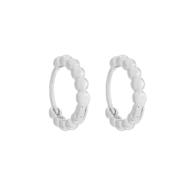 BRINCO ARGOLA BOLINHA MÉDIO - BANHADO A RÓDIO BRANCO (T-B)