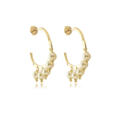 BRINCO ARGOLA COM 5 PÉROLAS - BANHADO A OURO