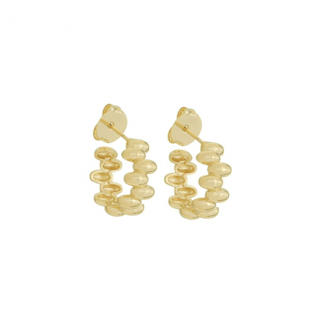 BRINCO ARGOLA COM DETALHES ANA - BANHADO A OURO
