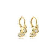 BRINCO ARGOLA COM PINGENTE DE 3 PÉROLAS - BANHADO A OURO