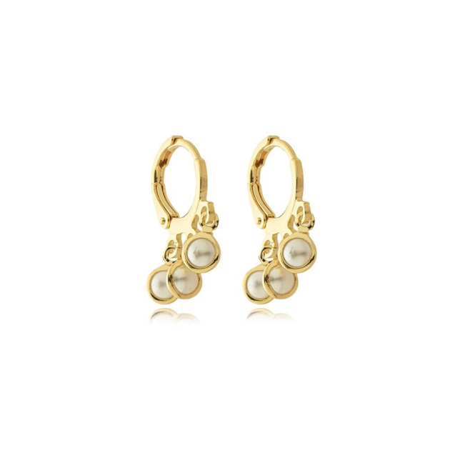BRINCO ARGOLA COM PINGENTE DE 3 PÉROLAS - BANHADO A OURO