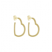 BRINCO ARGOLA CORAÇÃO CRAVEJADA GRANDE - BANHADO A OURO