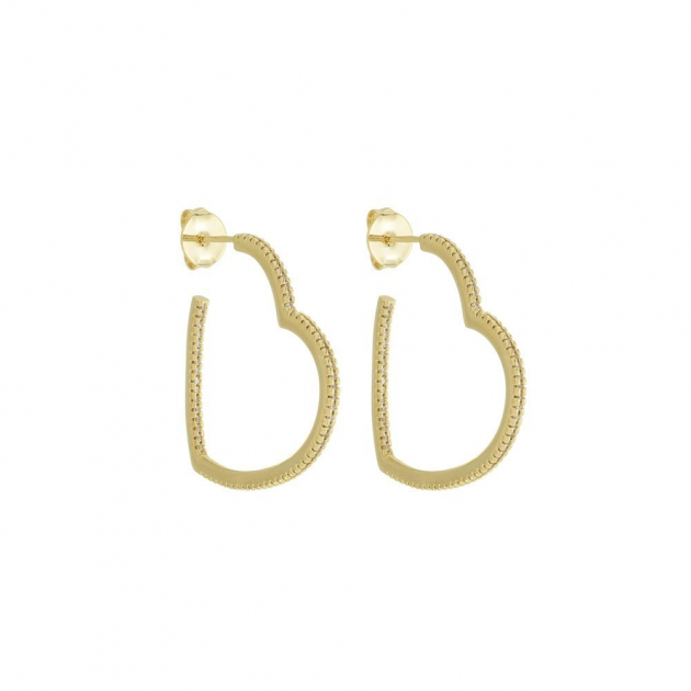 BRINCO ARGOLA CORAÇÃO CRAVEJADA GRANDE - BANHADO A OURO
