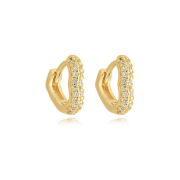 BRINCO ARGOLA CORAÇÃO CRAVEJADO GRANDE - BANHADO A OURO (T-F)