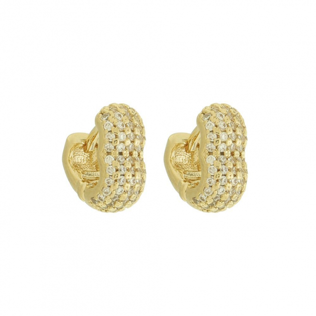 BRINCO ARGOLA CORAÇÃO CRAVEJADO MÉDIO - BANHADO A OURO (T-A)