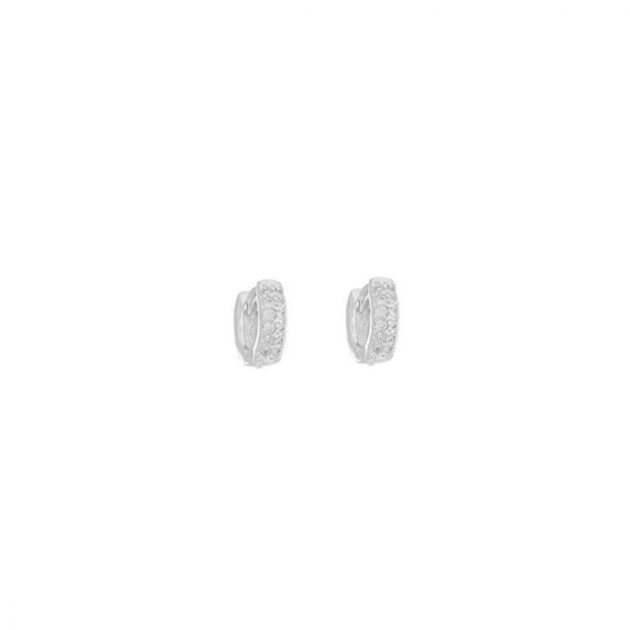BRINCO ARGOLA CRAVEJADA P (MZ) - BANHADO A RODIO BRANCO