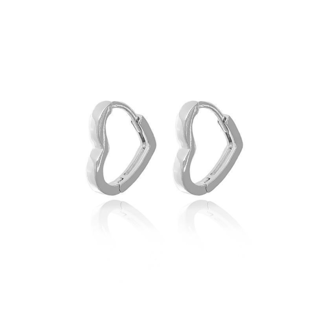 BRINCO ARGOLA DE CORAÇÃO LISO PEQUENO - RÓDIO BRANCO (MB)