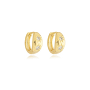 BRINCO ARGOLA DUAS ESTRELAS CRAVEJADAS MÉDIA - BANHADO A OURO (T-H)