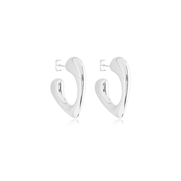 BRINCO ARGOLA GRANDE CORAÇÃO  - BANHADO A RODIO BRANCO