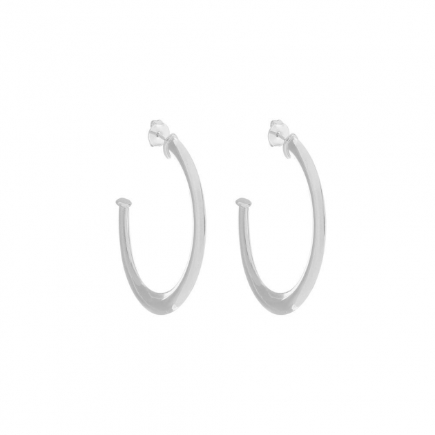 BRINCO ARGOLA GRANDE LISA - BANHADO A RÓDIO BRANCO