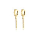 BRINCO ARGOLA LISA COM PINGENTE DE BARRA CRAVEJADA - BANHADO A OURO