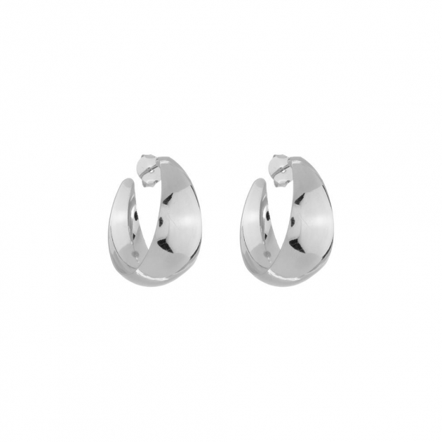 BRINCO ARGOLA LISA GROSSA - BANHADO A RODIO BRANCO