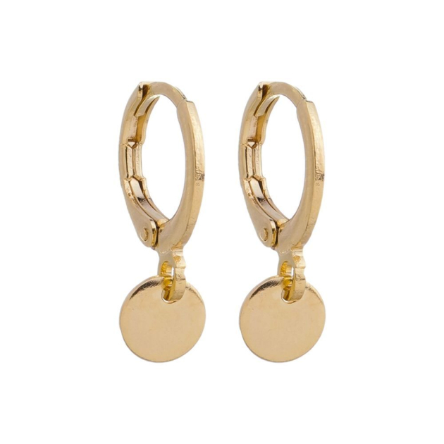 BRINCO ARGOLA MEDALHINHA LISA BANHADO A OURO