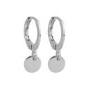 BRINCO ARGOLA MEDALHINHA LISA BANHADO A RÓDIO BRANCO 