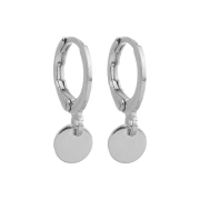 BRINCO ARGOLA MEDALHINHA LISA BANHADO A RÓDIO BRANCO 