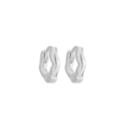 BRINCO ARGOLA ONDA PEQUENA - BANHADO A RÓDIO BRANCO (T-C)