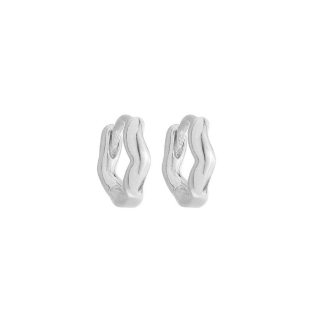 BRINCO ARGOLA ONDA PEQUENA - BANHADO A RÓDIO BRANCO (T-C)