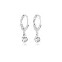 BRINCO ARGOLA PINGENTE ZIRCÔNIA M - BANHADO A RÓDIO BRANCO