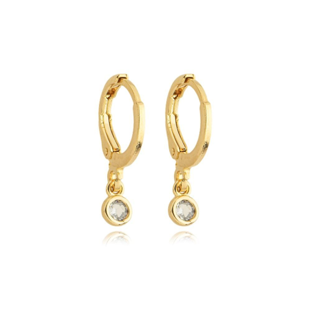 BRINCO ARGOLA PINGENTE ZIRCÔNIA P - BANHADO A OURO