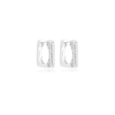 BRINCO ARGOLA QUADRADA CRAVEJADA - BANHADO A RODIO BRANCO