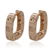 BRINCO ARGOLA RETANGULAR CLICK C/ ZIRCONIAS PEQUENO - OURO 
