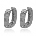 BRINCO ARGOLA RETANGULAR CLICK C/ ZIRCONIAS PEQUENO - RÓDIO BRANCO