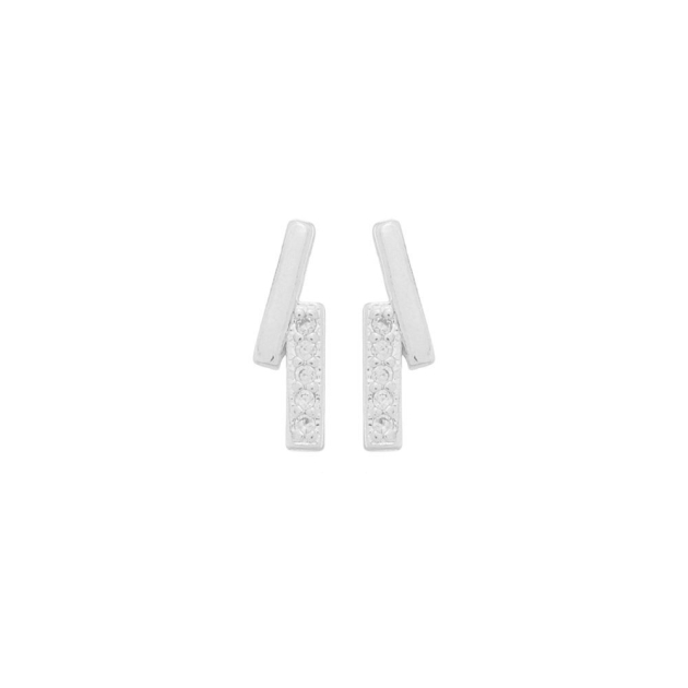 BRINCO BARRA LISA E CRAVEJADA - BANHADO A RÓDIO BRANCO