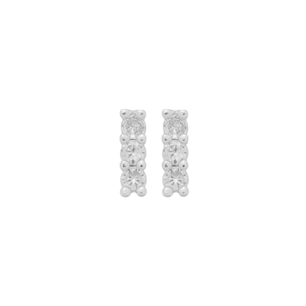 BRINCO BARRINHA 3 ZIRCÔNIAS - BANHADO A RÓDIO BRANCO