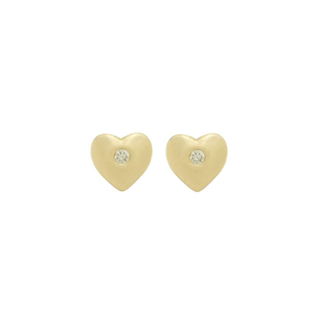 BRINCO CORAÇÃO COM ZIRCÔNIA NO MEIO - BANHADO A OURO
