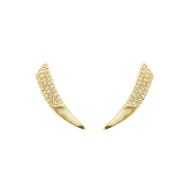 BRINCO EAR CUFF CRAVEJADO E LISO - BANHADO A OURO