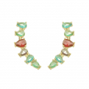 BRINCO EAR CUFF PEDRAS COLORIDAS - BANHADO A OURO