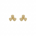 BRINCO FLOR COM PÉTALAS CRAVEJADAS - BANHADO A OURO