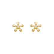 BRINCO FLOR COM UMA ZIRCÔNIA NO MEIO - BANHADO A OURO