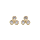 BRINCO FLORZINHA COM 3 ZIRCÔNIAS - BANHADO A OURO