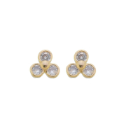 BRINCO FLORZINHA COM 3 ZIRCÔNIAS - BANHADO A OURO