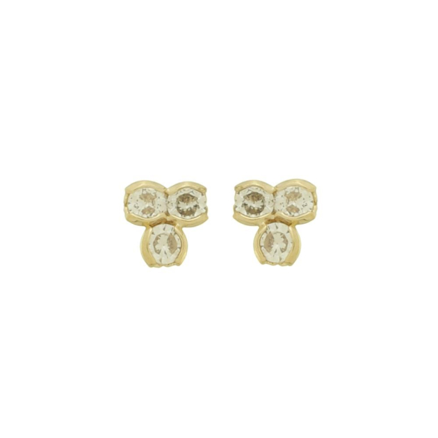 BRINCO FLORZINHA COM 3 ZIRCÔNICAS- BANHADO A OURO