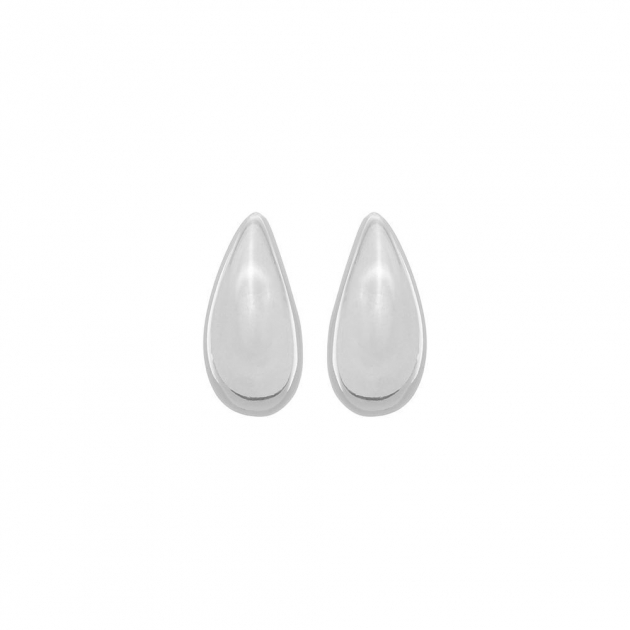 BRINCO ARGOLA GOTA LISA MÉDIA - BANHADO A RÓDIO BRANCO