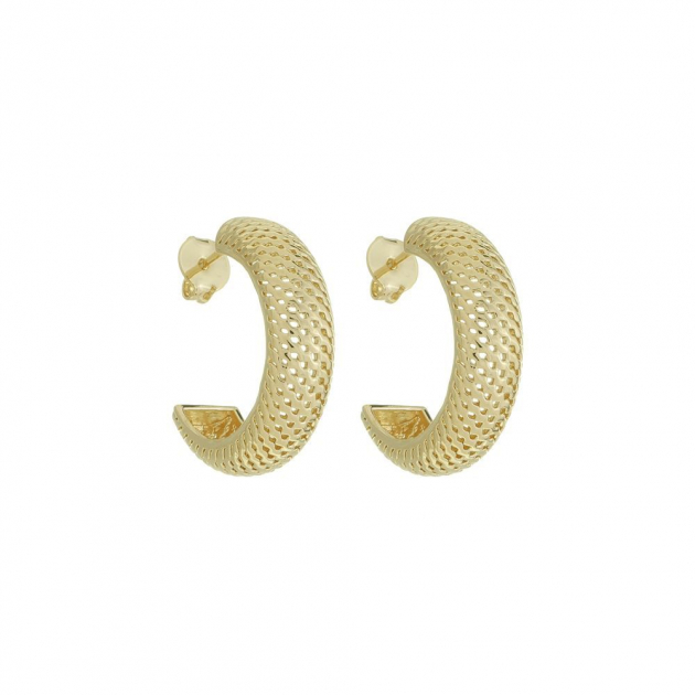 BRINCO MEIA ARGOLA VAZADA- BANHADO A OURO