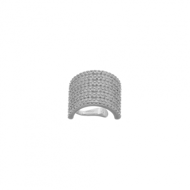 BRINCO PIERCING COM 6 FILEIRAS CRAVEJADAS - BANHADO A RODIO BRANCO