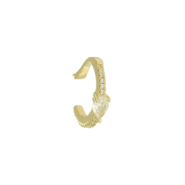 BRINCO PIERCING FAKE CRAVEJADO COM ZIRCÔNIA MAIOR NO MEIO - BANHADO A OURO