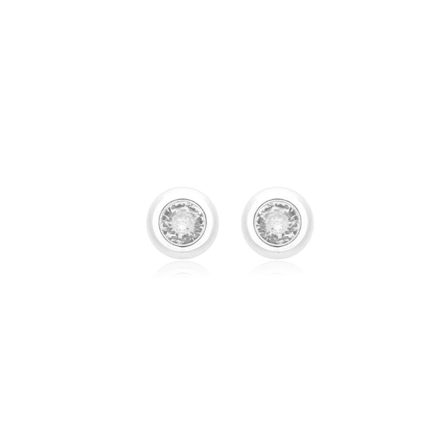 BRINCO PONTO DE LUZ MINI M - BANHADO A RODIO BRANCO