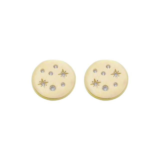 BRINCO REDONDO COM PONTOS CRAVEJADOS  - BANHADO A OURO